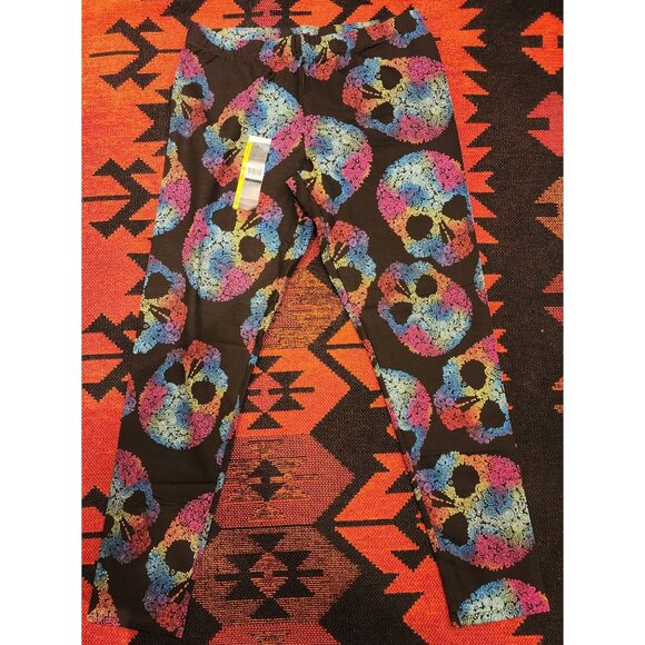 NEW Colorful Skull Print Ankle Leggings By No Boundaries L/G (11-13) - Picture 1 of 8